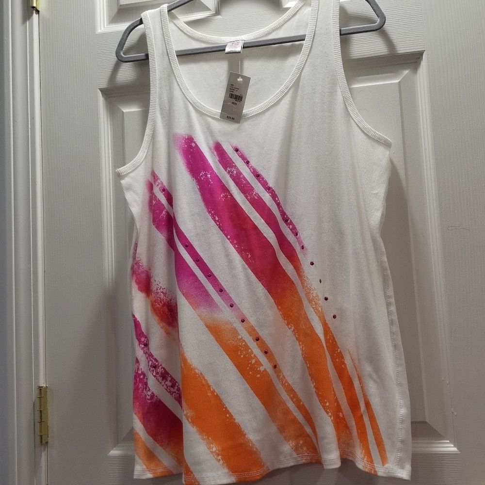 NWT Lane Bryant Active White Ribbed Tank Top Size 22/24